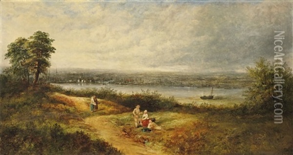 Landschaft An Der Themse Oil Painting - David Cox the Younger