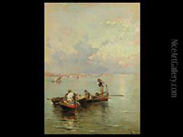 Fischer Vor Der Neapolitanischen Kuste Oil Painting - Franz Richard Unterberger