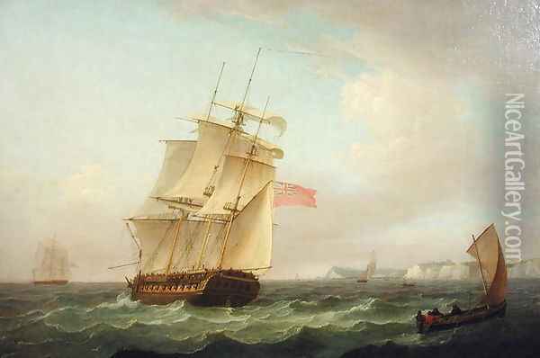 British Man-o-war Oil Painting - Thomas Whitcombe