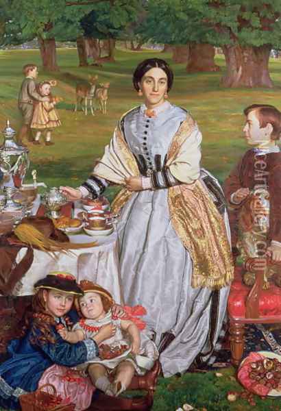 Lady Fairbairn with her Children Oil Painting - William Holman Hunt