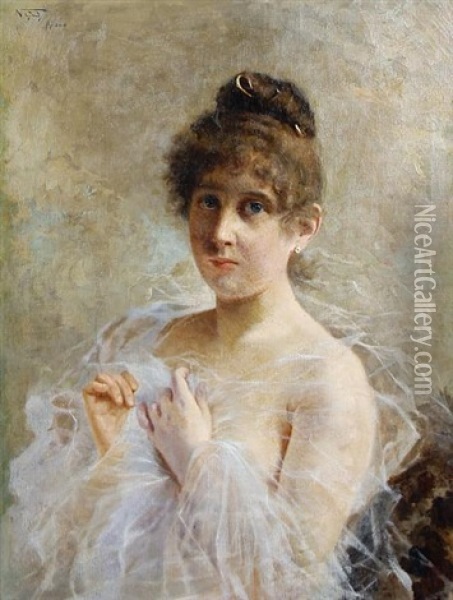 Portrait Of A Girl Oil Painting - Napoleone (Luigi) Grady