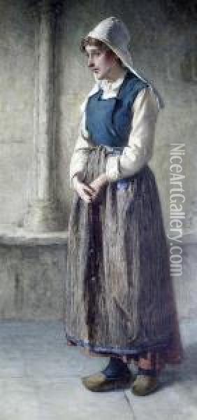 Dutch Girl Holding A Rosary Oil Painting - William Harris Weatherhead