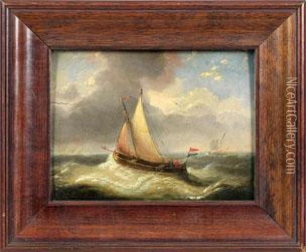 Hollandisches Fischerboot In Sturmischer See Oil Painting - Louis Verboeckhoven