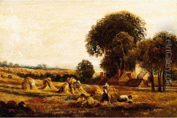 Harvesters In A Field Oil Painting - Peter de Wint