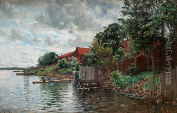 By The Lake Vattern Oil Painting - Johan Erik Ericson