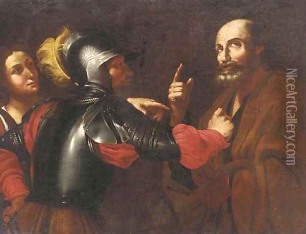 The denial of Saint Peter Oil Painting - Michelangelo Merisi Da Caravaggio
