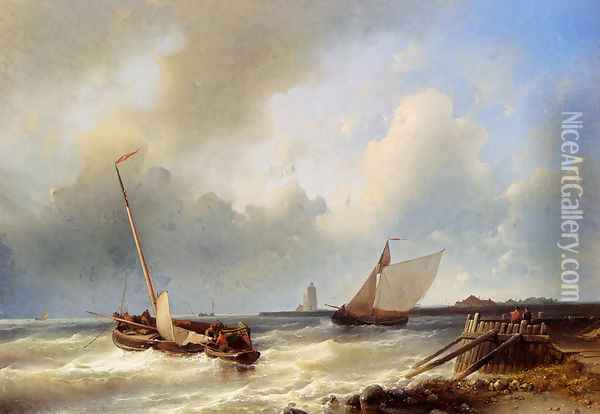 Shipping Off The Dutch Coast Oil Painting - Abraham Hulk Snr