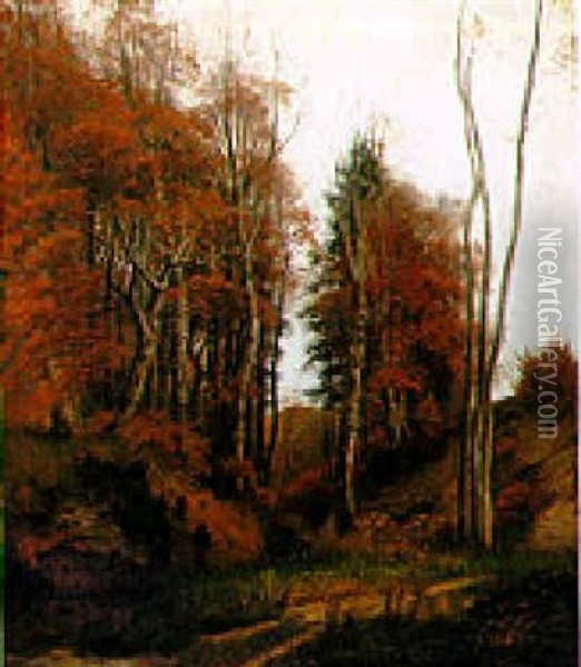 Am Waldesrand Bei Worthsee Oil Painting - Josef Schoyerer
