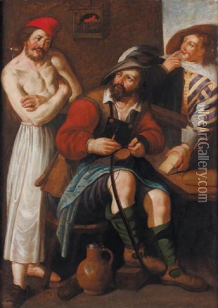 Un Savetier Oil Painting - Wouter-Pietersz Crabeth the Younger