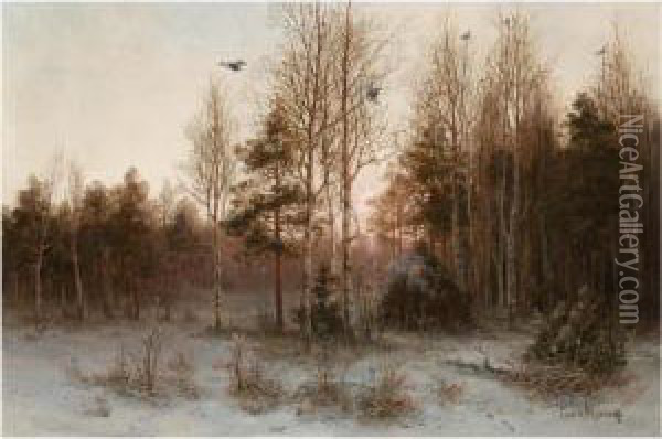 Forest At Twilight Oil Painting - Wladimir Leonidovich Murawjoff