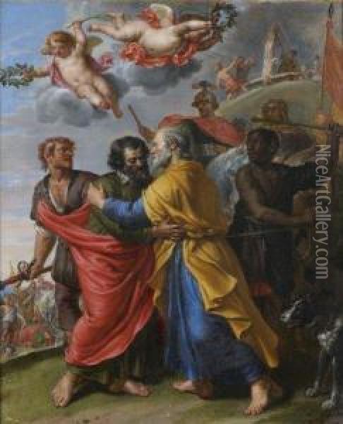 La Derniere Rencontre De Saint Pierre Et Saint Paul. Oil Painting - Abraham Jansz. van Diepenbeeck
