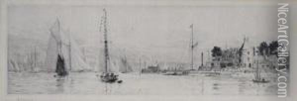 Royal Yacht Squadron Cowes Oil Painting - William Lionel Wyllie