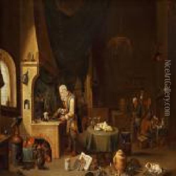 In The Alchemist's Workshop Oil Painting - David The Younger Teniers