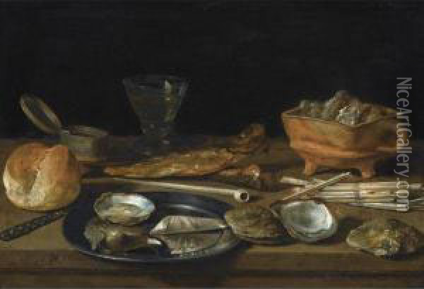 Still Life With A Brazier Oil Painting - Pieter Claesz.
