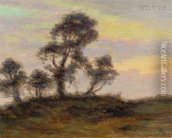 Sunset Landscape Oil Painting - Albert E. Smith