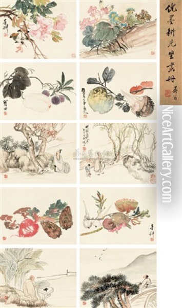 Birds, Flowers And Figures (set Of 12) Oil Painting -  Ni Tian
