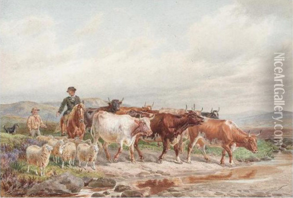 Driving Home The Herd Oil Painting - James Walsham Baldock