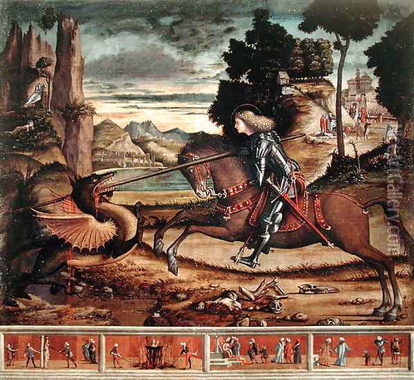 St. George Killing the Dragon, 1516 Oil Painting - Vittore Carpaccio