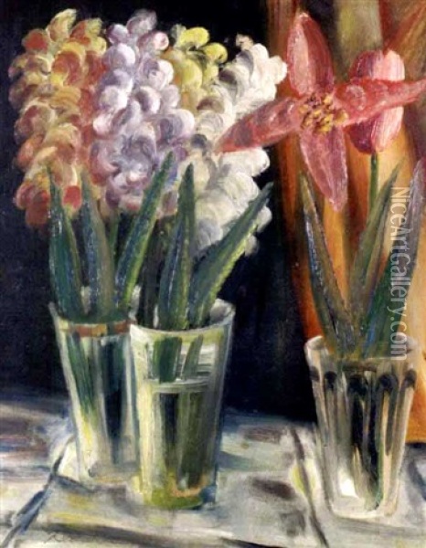 Blumenstillleben (hyazinthen Und Tulpen) Oil Painting - Paul Kleinschmidt