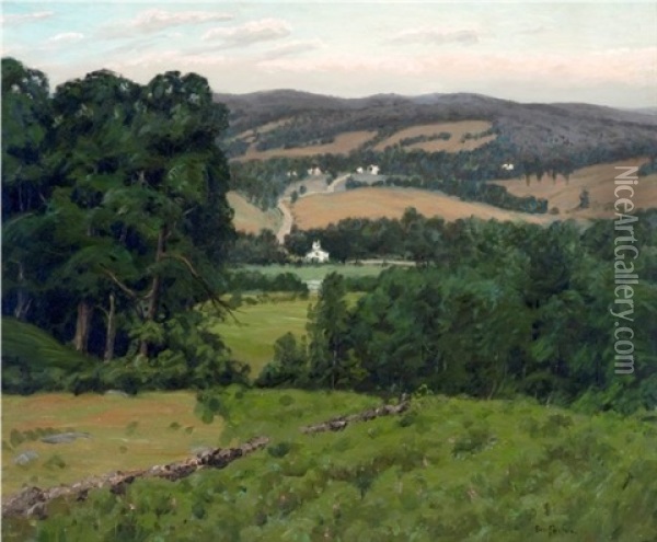 Rolling Farmland Midsummer Twilight Oil Painting - Ben Foster