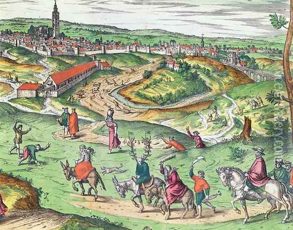 Town Plan of Seville from Civitates Orbis Terrarum Oil Painting - Joris Hoefnagel