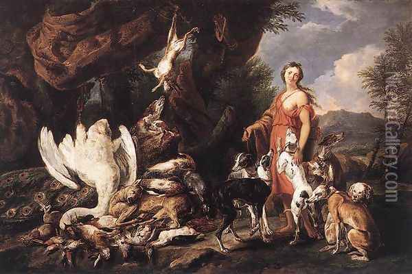 Diana with Her Hunting Dogs beside Kill Oil Painting - Jan Fyt