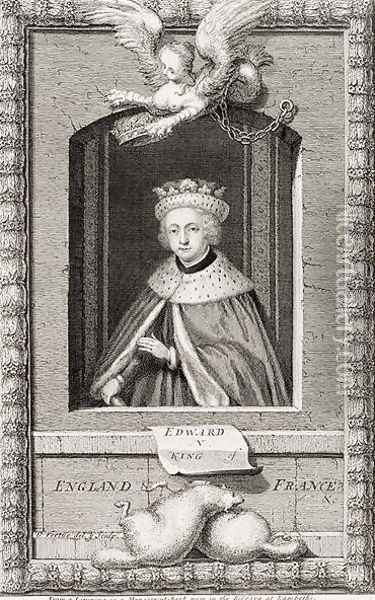 Edward V 1470-83 King of England in 1483, after a portrait in a book, engraved by the artist Oil Painting - George Vertue