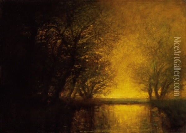 Alkonyi Taj (landscape By Twilight) Oil Painting - Laszlo Mednyanszky