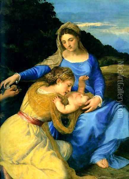 Madonna Detail Oil Painting - Tiziano Vecellio (Titian)