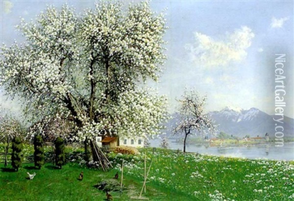 Sommertag Am Chiemsee Mit Fraueninsel Oil Painting - Philipp Graf