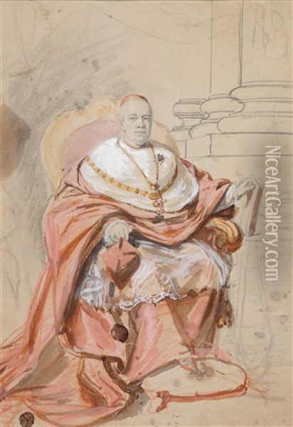Portrat Des Kardinalprimas Von Ungarn Und Erzbischof Von Gran (1785-1866) Oil Painting - Karl von Blaas