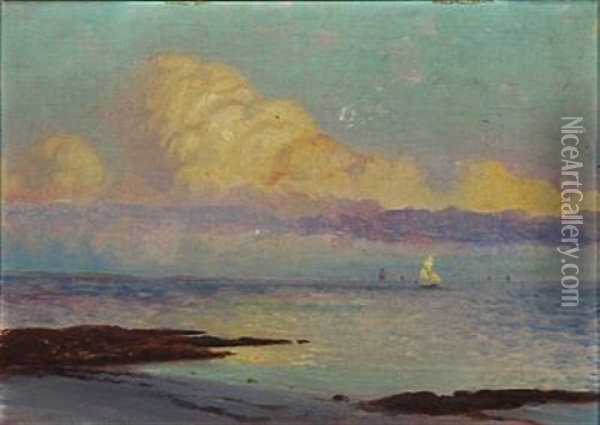 Ved Solnedgang Paa Stranden Ved Concarneau Oil Painting - Carl Wilhelm Boeckman Barth