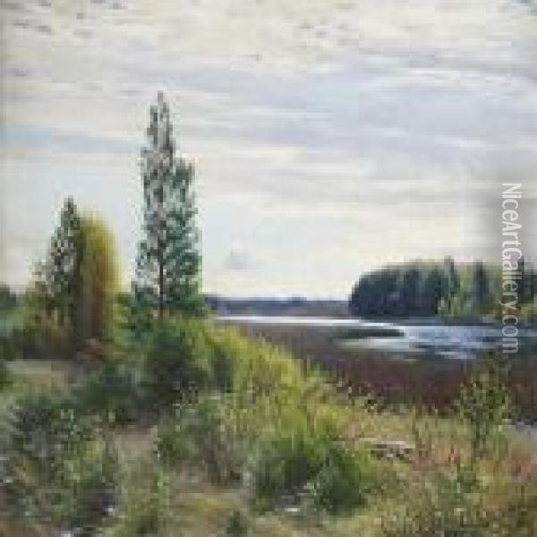 Fall Scenery By Bogholmlake Oil Painting - Sigvard Hansen
