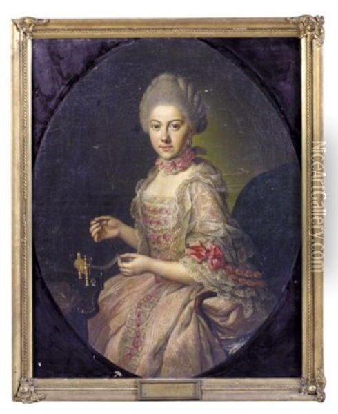 Portrait Of Augusta Dorothea Princess Of Brunswick-wolfenbuttel Oil Painting - Anna Rosina Lisiewski