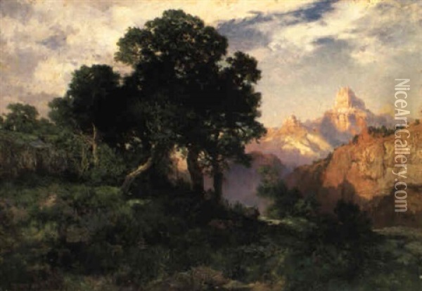 On The Rim, Grand Canyon Of Arizona Oil Painting - Thomas Moran
