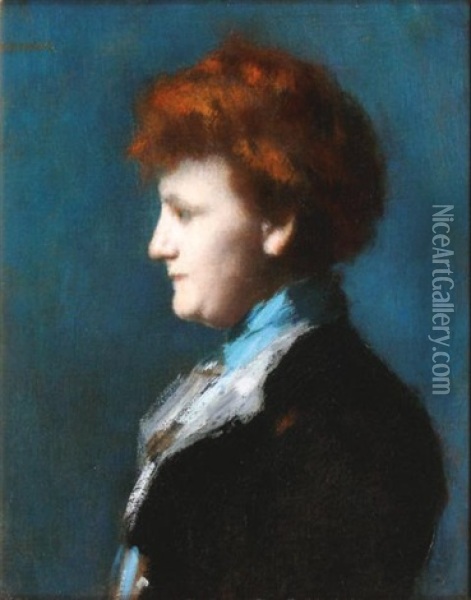 Portrait Presume De Madame Dufaure Oil Painting - Jean Jacques Henner
