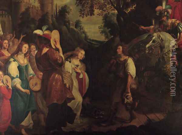 The Triumph of David Oil Painting - Jan van den Hoecke
