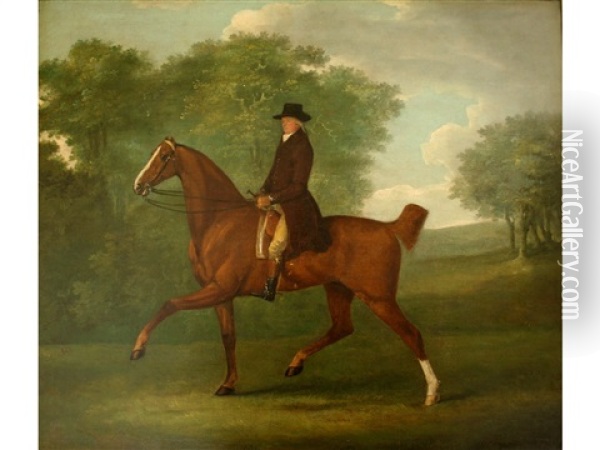 A Gentleman Riding Out On A Bay Hunter In A Park Oil Painting - John Nost Sartorius