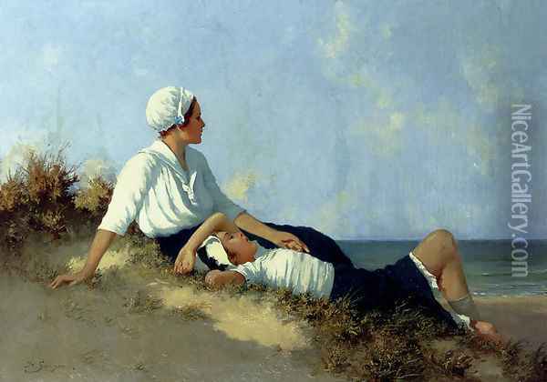 Girls On The Beach Oil Painting - Hermann Seeger