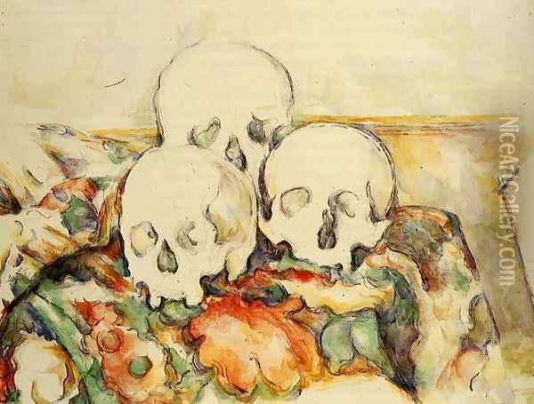 Three Skulls Oil Painting - Paul Cezanne