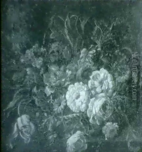 Stilleben Med Blomsterkorg Oil Painting - Juan De Arellano