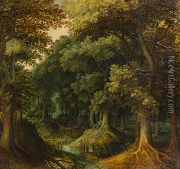 Waldlandschaft Mit Einsiedler Oil Painting - Abraham Govaerts