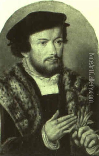 Portrait Of An Elegant Man Wearing Fur Oil Painting - Ambrosius Benson