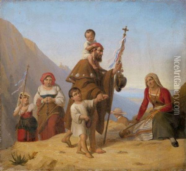 Pilgerzug In Den Sabiner Bergen (#) Pilgerzug In Den Sabiner Bergen Oil Painting - Eduard Daege