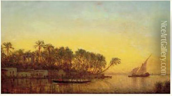 Bord Du Nil Au Crepuscule Oil Painting - Felix Ziem