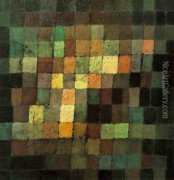 Ancient Sound, Abstract on Black Oil Painting - Paul Klee