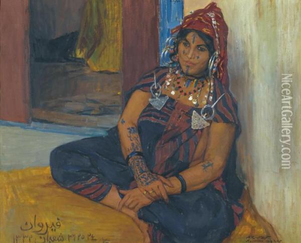 Moubaraka In Kairouan Oil Painting - Aleksandr Rubcov
