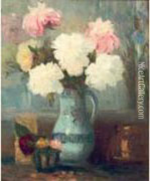 Bouquet De Fleurs Dans Un Vase Oil Painting - Narcisse Guilbert