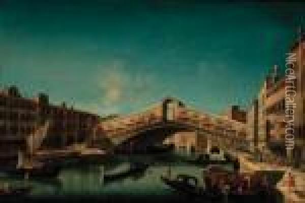 The Rialto Bridge, Venice Oil Painting - Francesco Albotto
