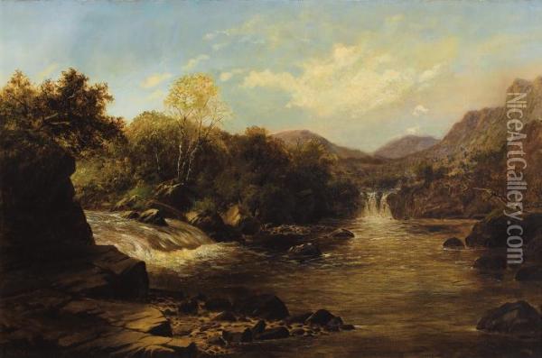 On The Llugwy, North Wales Oil Painting - William Henry Mander